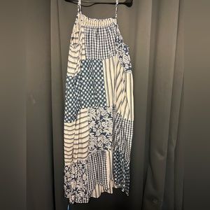 Universal Thread White and Blue Maxi Dress with Pockets!